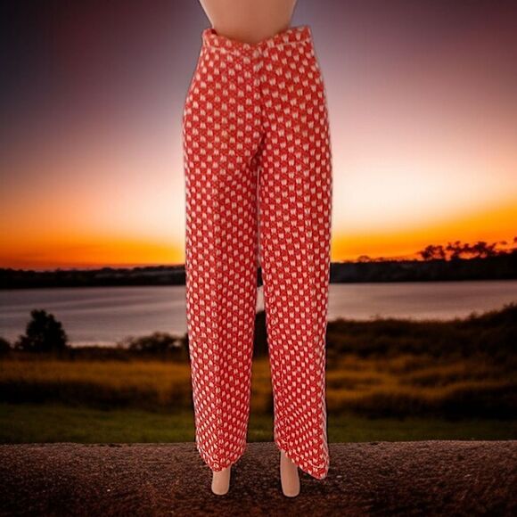 Vintage 70s Barbie Clone Doll Pants Trousers Red White Polka Dot Polyester Flare - Picture 12 of 15